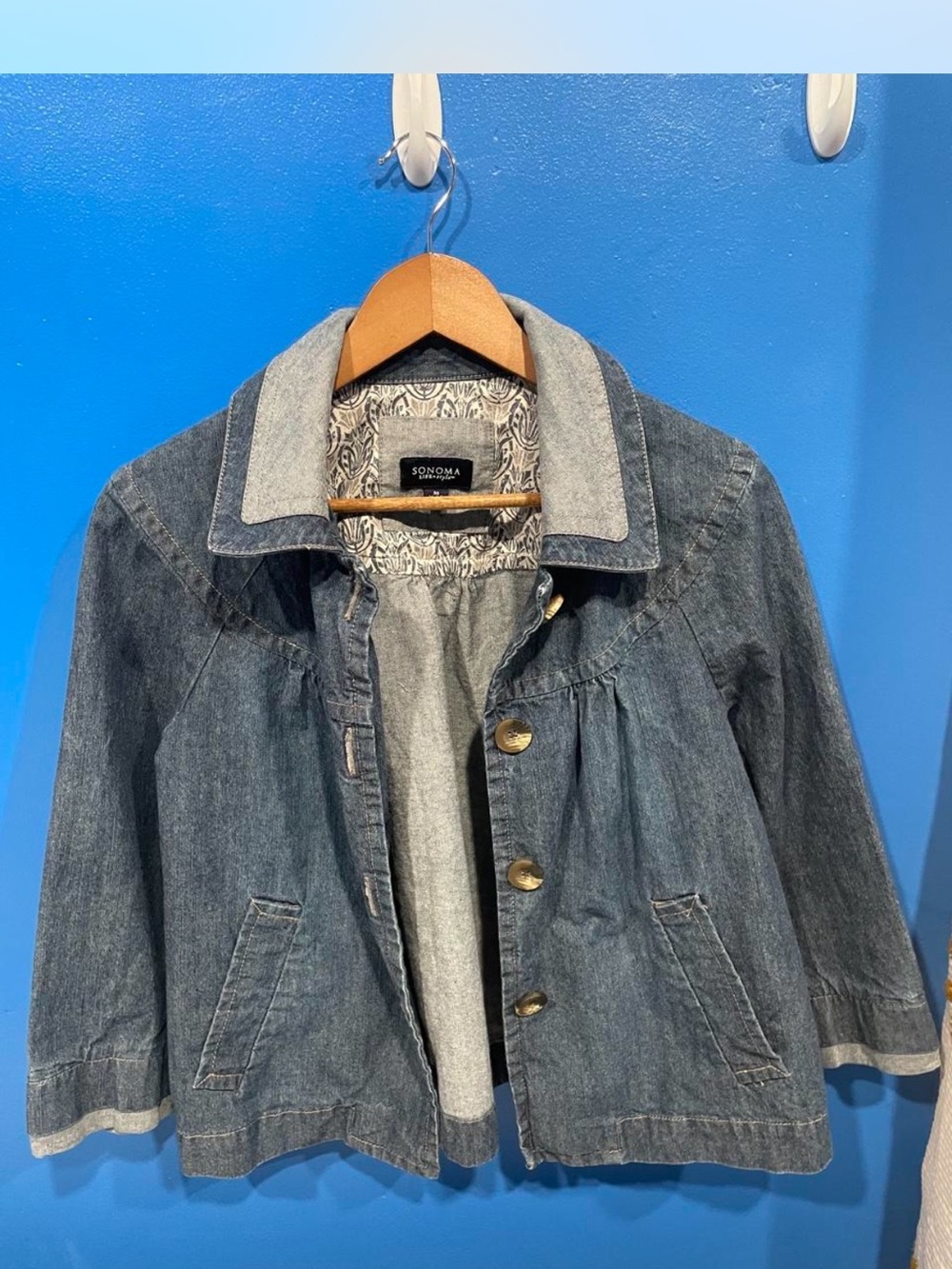 Sonoma Blue Denim Jacket for Women swing, baby doll